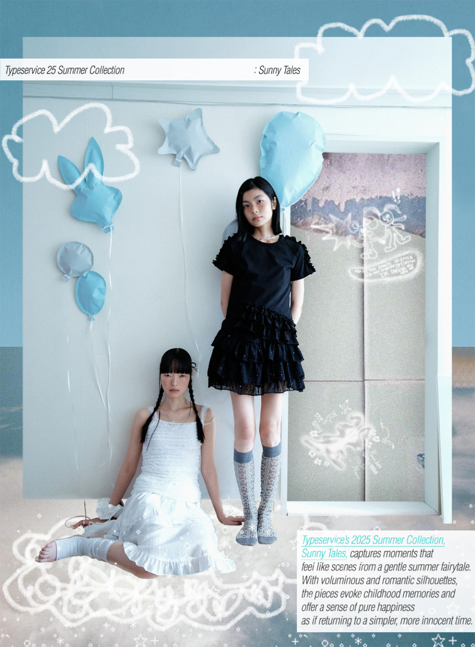 MUSINSA公式 | TYPESERVICE Ruffled Bow Top [Black]
