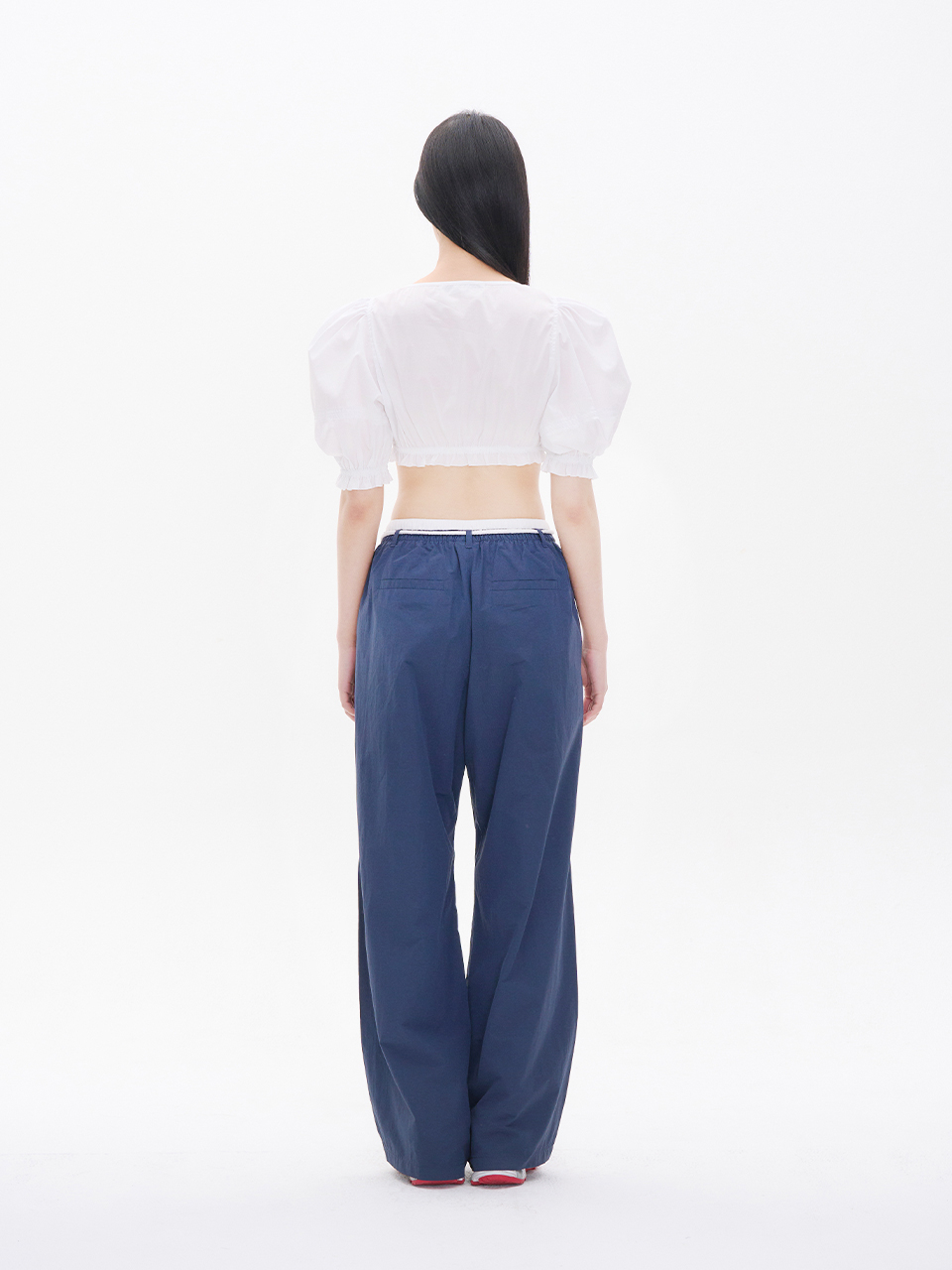 [YOUHEE] COTTON LAYERED BANDING WIDE PANTS ワイドパンツ YOUHEE] COTTON LAYERED BANDING WIDE PANTS ワイドパンツ