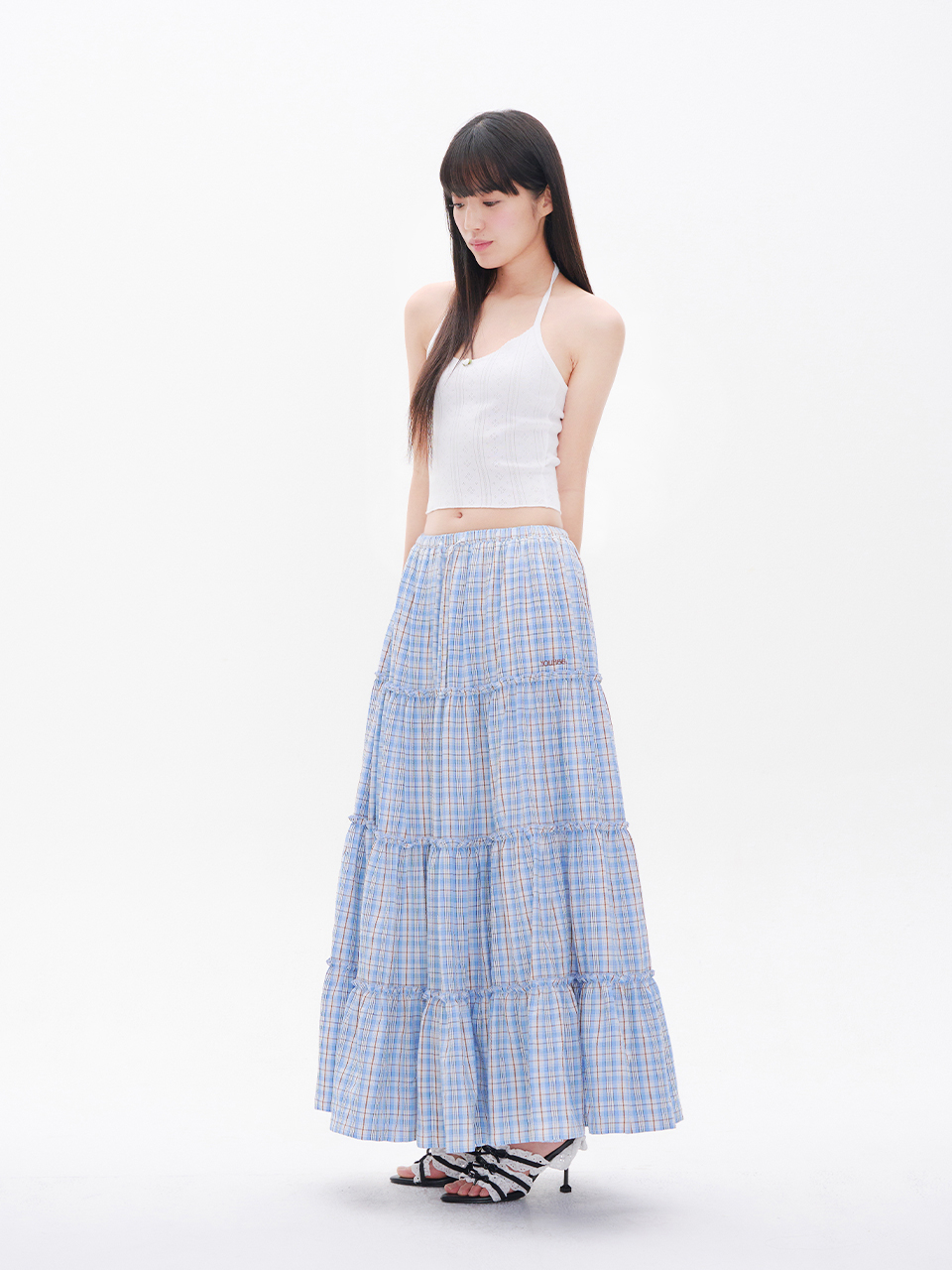 [YOUHEE] FRILL DETAILED MAXI SKIRT フレア ロングスカート リフ Riff チュールティアードスカート フレアスカート ロング