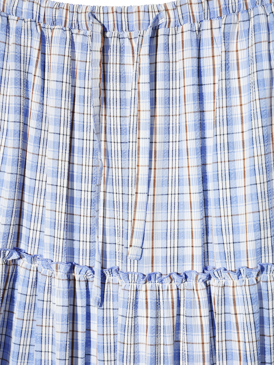 MUSINSA | YOUHEE FRILL DETAILED MAXI SKIRT BLUE
