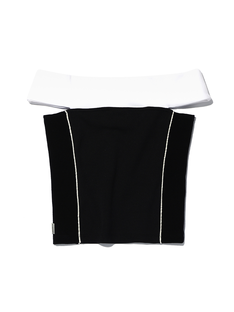 MUSINSA | YOUHEE OFF-SHOULDER GRAPHIC JERSEY TOP BLACK