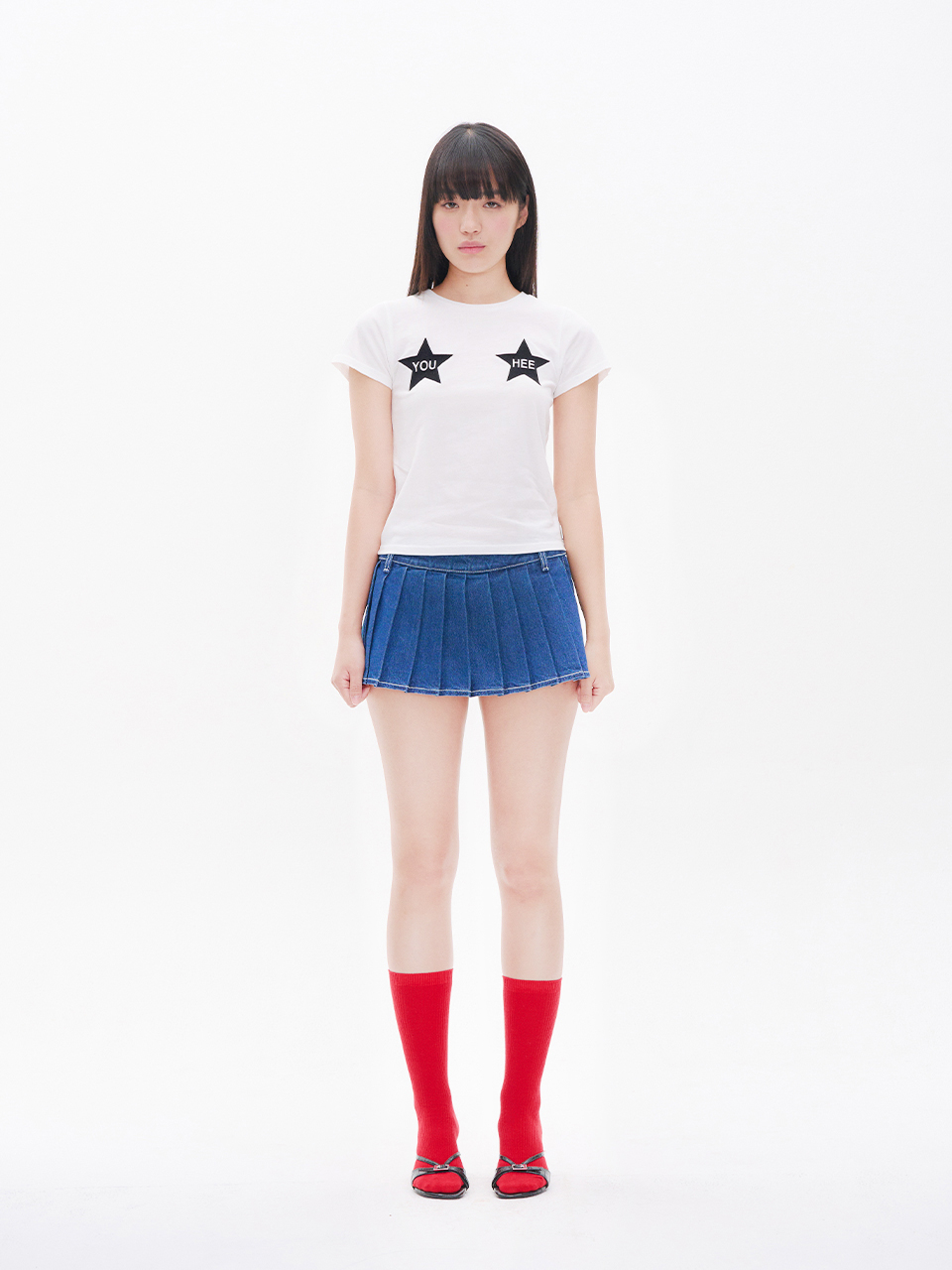 MUSINSA | YOUHEE YOUHEE DOUBLE STAR GRAPHIC T-SHIRT WHITE
