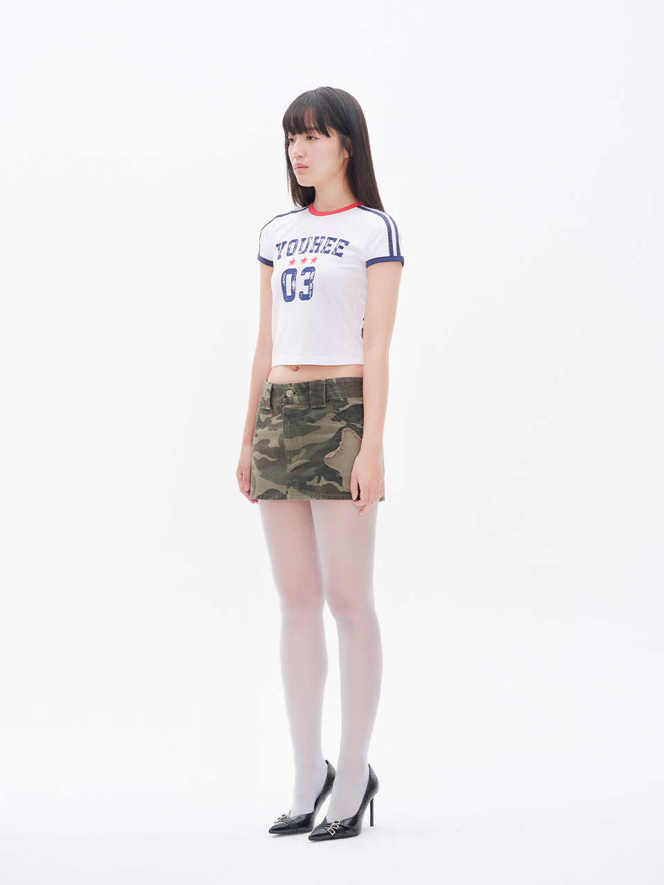[YOUHEE] YOUHEE VINTAGE GRAPHIC JERSEY T-SHIRT クロップド丈 YOUHEE VINTAGE GRAPHIC JERSEY T-SHIRT WHITE - 감도 깊은 취향