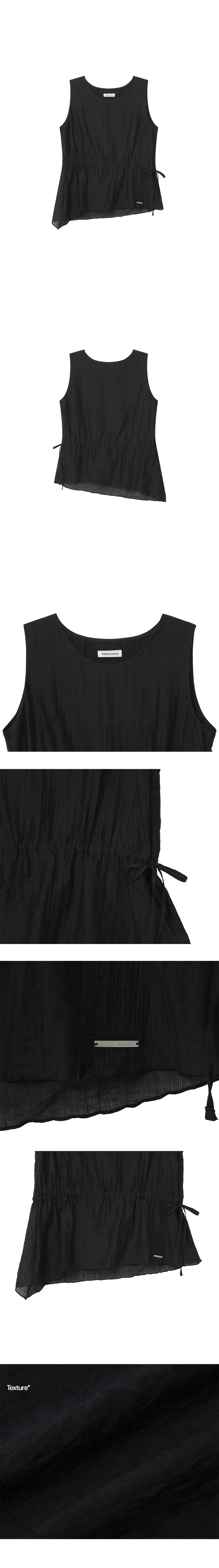 Sheer layered sleeveless vest BLACK 상세 이미지 4