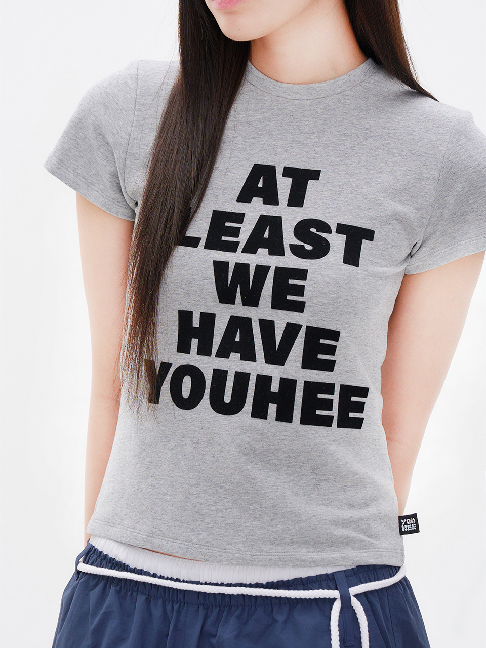 MUSINSA | YOUHEE LETTERING T-SHIRT MELANGE GRAY