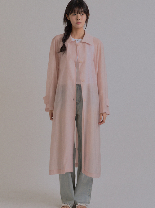 New Spring See-Through Trench Coat_Pink