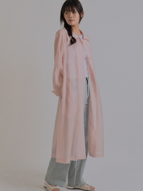 New Spring See-Through Trench Coat_Pink