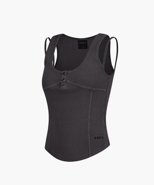 Womens Pigment Double Layer Tank Top Pigment Charcoal