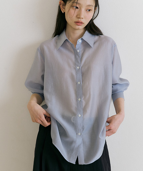 tencel основной рубашка-s.blue