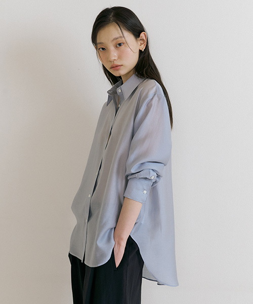 tencel основной рубашка-s.blue