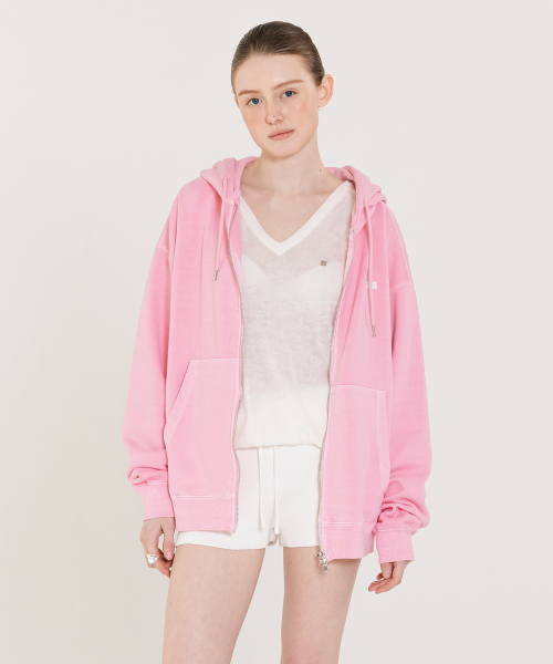 Small Logo Pigment полная худи Zip up розовая
