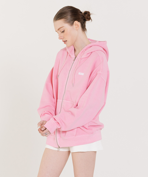 Small Logo Pigment полная худи Zip up розовая