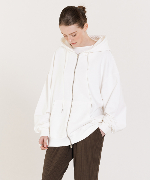 Small Logo Pigment полная худи Zip up белая