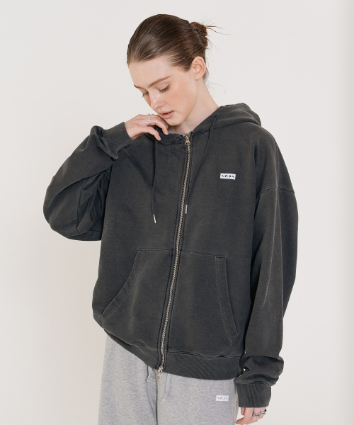 Small Logo Pigment полная худи Zip up чёрная