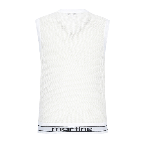 Mesh round Neck Knit жилет_белая