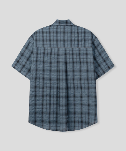Хлопковый комфорт двухкарманная клетчатая рубашка [Denim Blue]