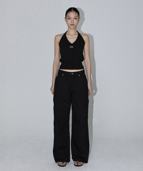 Halter Long Strap Knit (black)