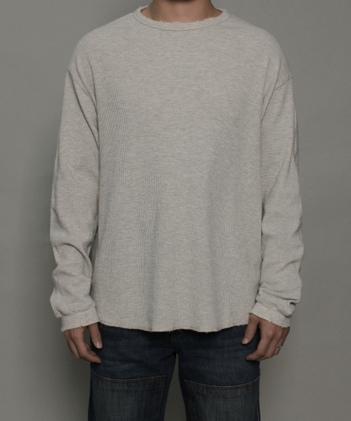 VINTAGE WAFFLE LONG SLEEVE_OATMEAL