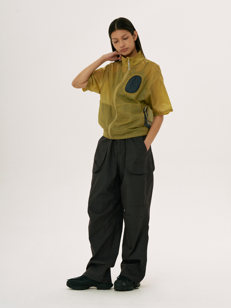 【WELLBEING EXPRESS】 Meshhole Nylon Zip Up / 追跡付 Meshhole Nylon Zip Up Ivory - WELLBEING EXPRESS