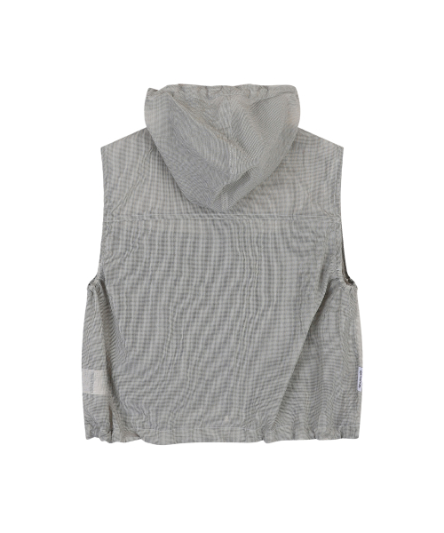 W MESH SLEEVELESS HOOD ZIP UP (KHAKI)