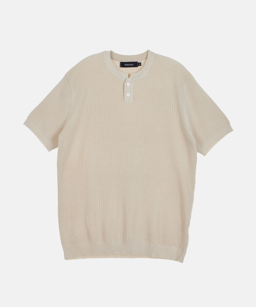 Вафельная футболка хенли_Beige