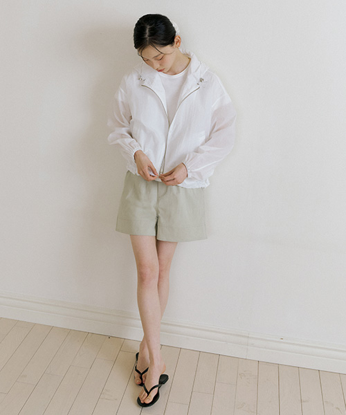 cotton slub shorts-beige