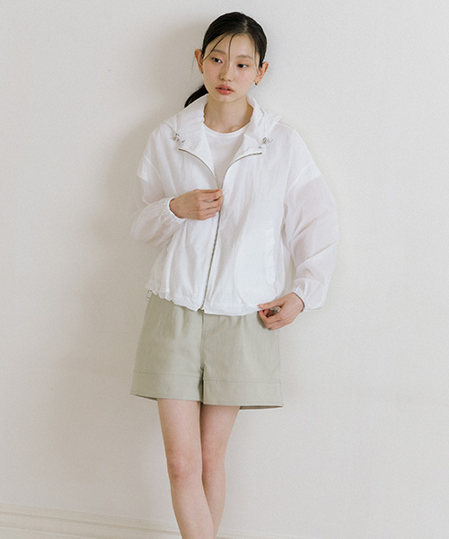 cotton slub shorts-beige