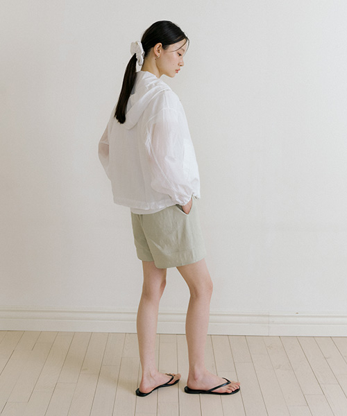 cotton slub shorts-beige