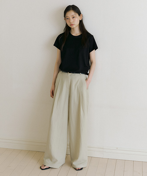 summer cooling pintuck slacks-beige