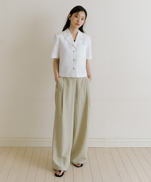 summer cooling pintuck slacks-beige