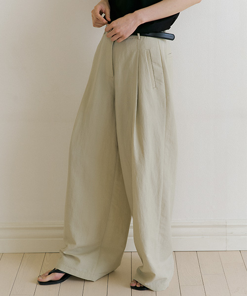 summer cooling pintuck slacks-beige