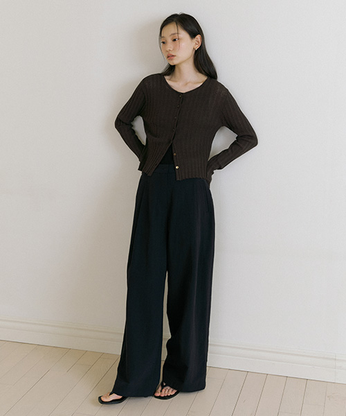 summer cooling pintuck slacks-black