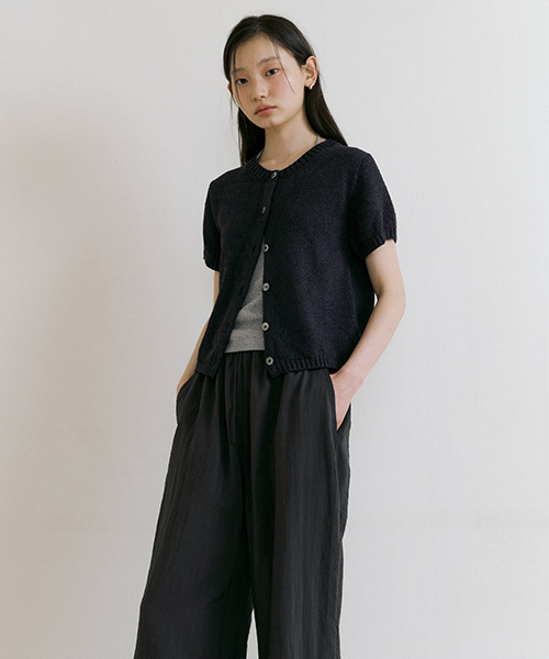 summer crease banding pants-charcoal