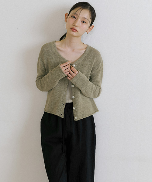 summer crease banding pants-black