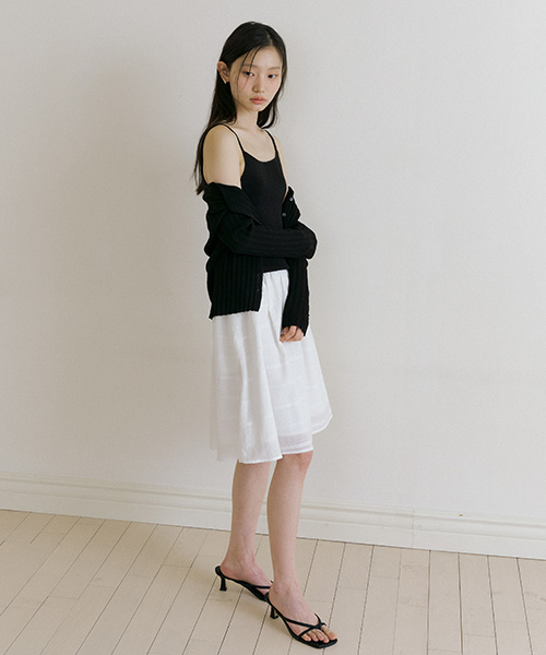 cotton blended ribbed sleeveless top-black