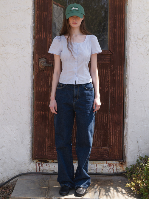 A SQUARE NECK LACE BLOUSE_LIGHT BLUE