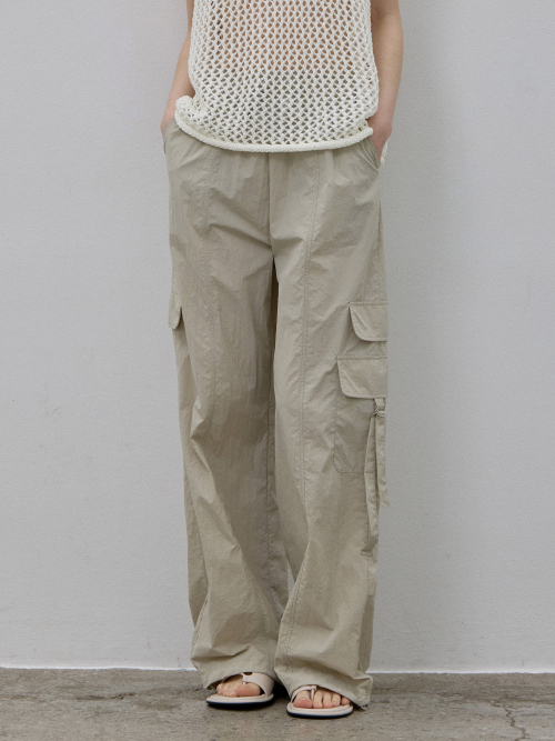 Шуршащие брюки с карманами Khaki Beige