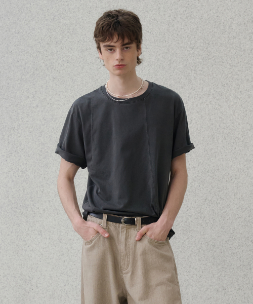 washed crop t-shirts (charcoal)