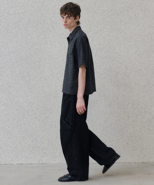 side line cargo denim pants (black)