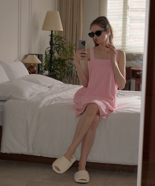 [Ободок SET] Махровый халат (Pink)