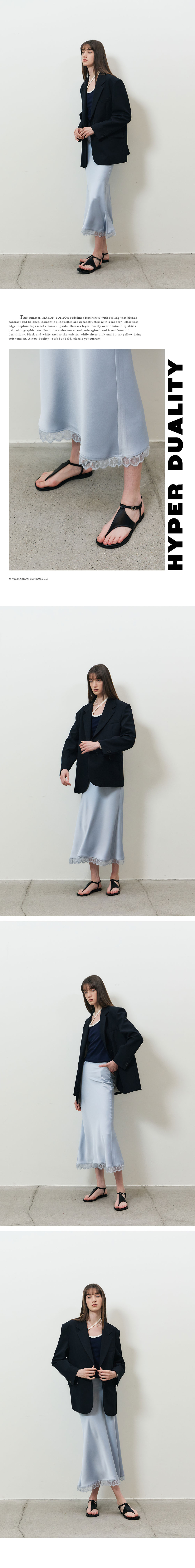 ★ MARRON EDITION★  25 Summer_ Ivory Lace Long Skirt MUSINSA | MARRON EDITION 25 Summer_ Sky Blue Lace Long Skirt