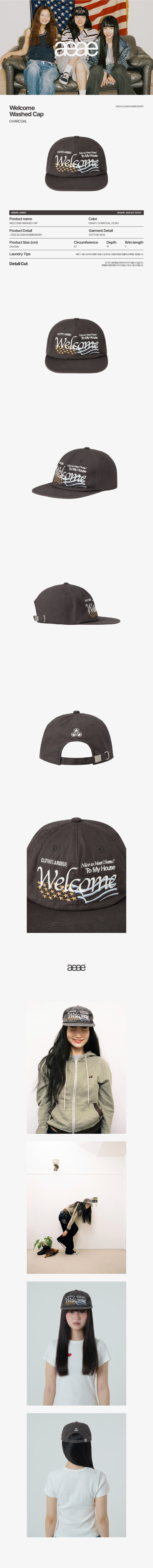 ★AEAE★ WELCOME WASHED CAP CHARCOAL AE45SUCA009CHA MUSINSA | AECA WHITE DAY OFF CAP-CHARCOAL