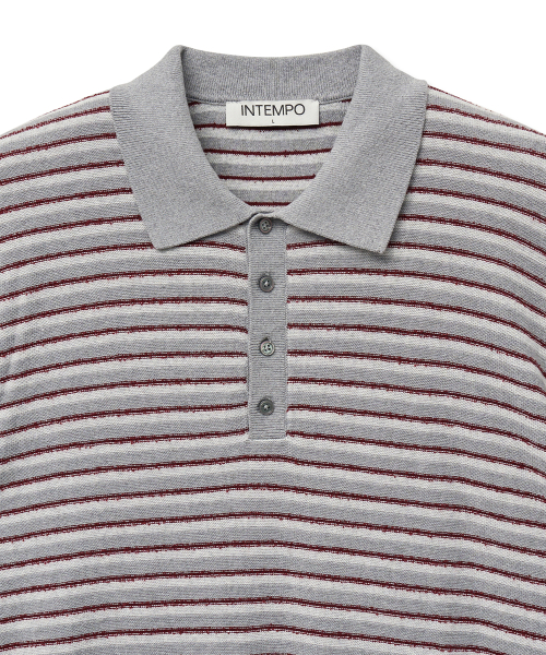Horizon Stripe Collar Knit_Gray