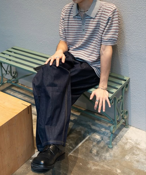 Horizon Stripe Collar Knit_Gray