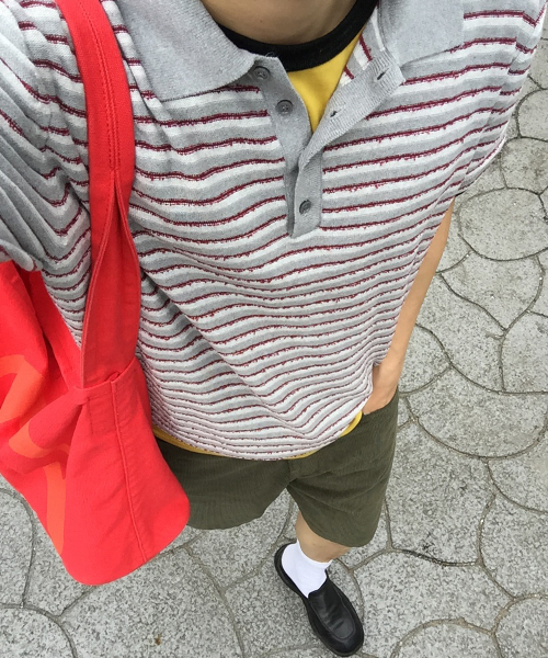 Horizon Stripe Collar Knit_Gray