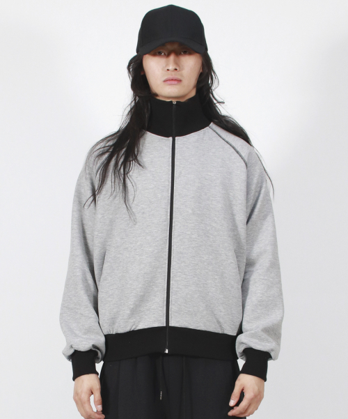 M COLOR STITCH NEOPRENE LOGO BLOUSON JUMPER GREY