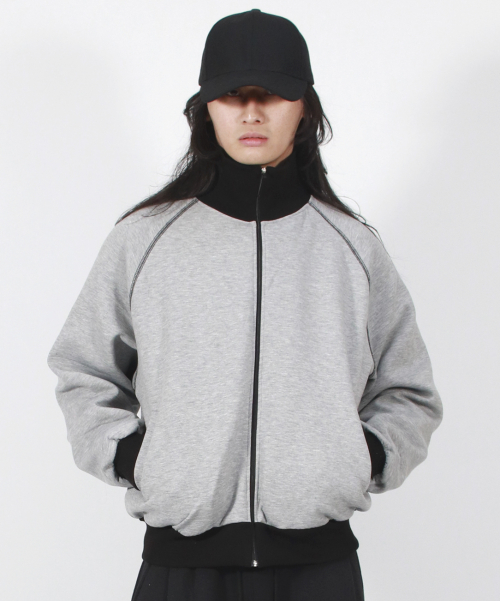 M COLOR STITCH NEOPRENE LOGO BLOUSON JUMPER GREY