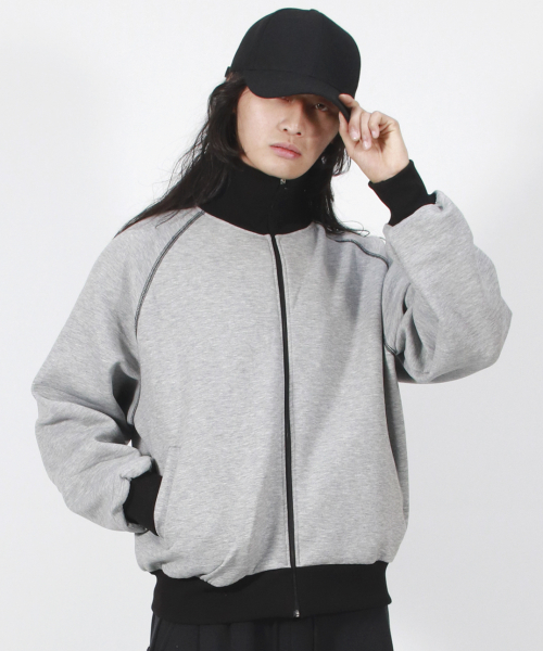 M COLOR STITCH NEOPRENE LOGO BLOUSON JUMPER GREY