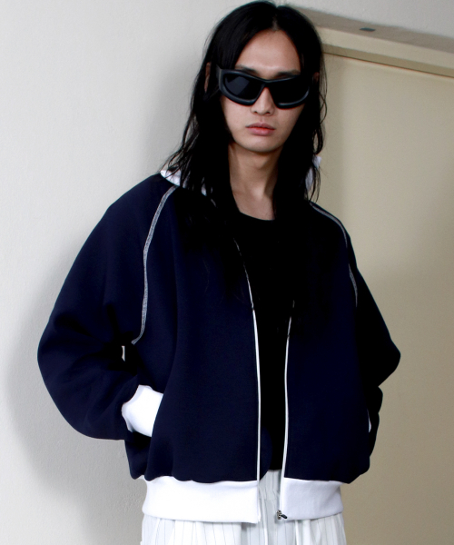 M COLOR STITCH NEOPRENE LOGO BLOUSON JUMPER NAVY