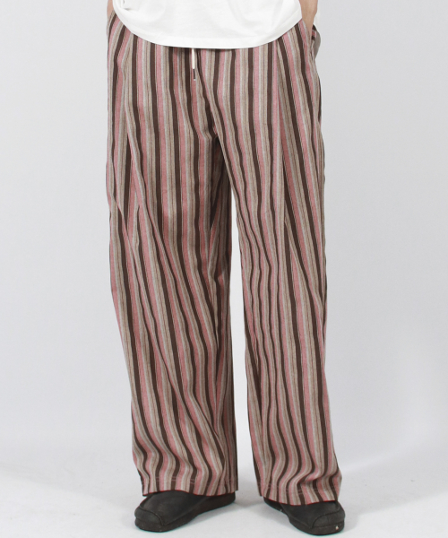 M VINTAGE STRIPE WIDE PANTS DUSTY PINK